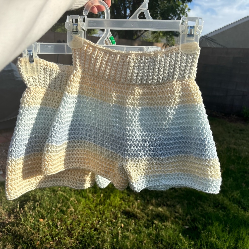 Striped Crochet Shorts